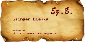 Szinger Bianka névjegykártya